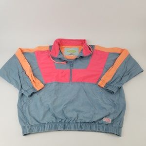 VTG 90s Pullover Cotton Jacket Hot Pink Orange